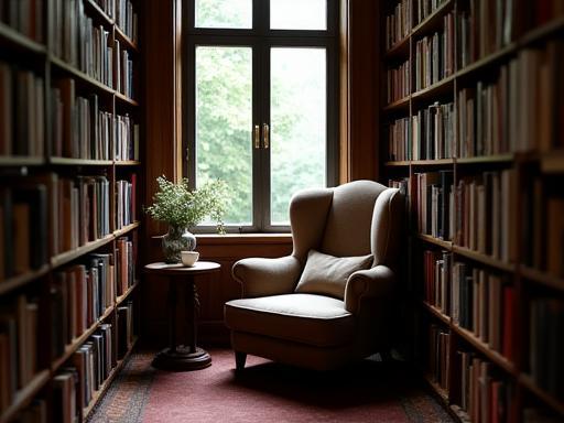 Cozy reading corner inside Livraria Machado de Assis