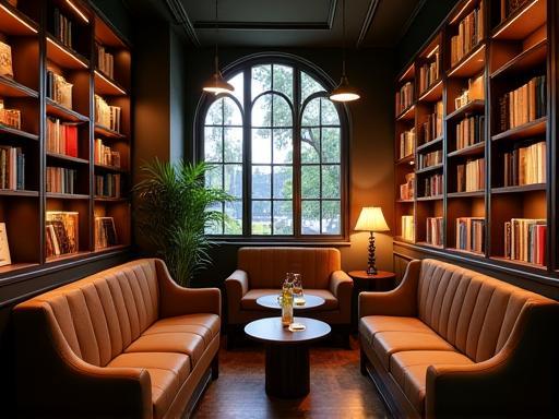 Cozy corner of the bookstore cafe