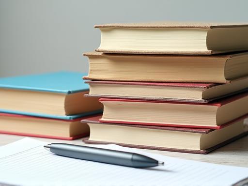 Stack of books with a sign-up sheet
